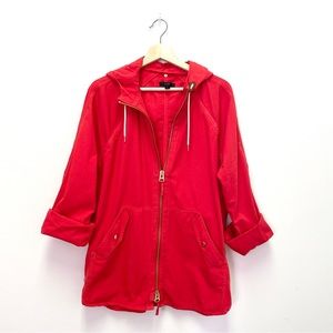 J Crew Bright Red Anorak Spring Summer Jacket M beautiful 🤩 100% Cotton SALE🔥